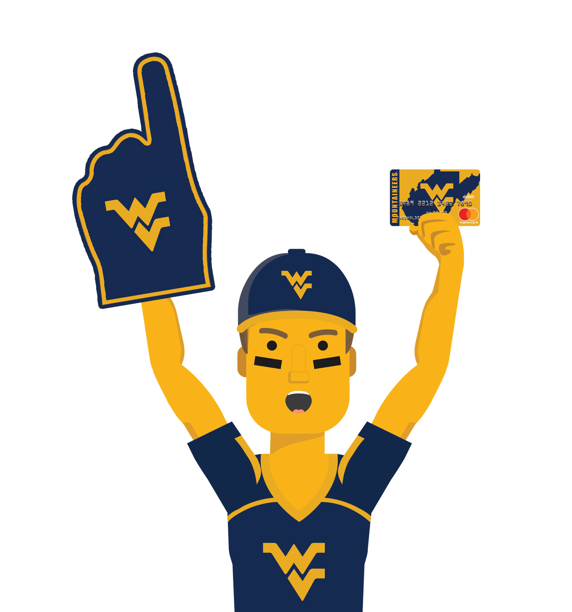 WestVirginiaUltimateFan West Virginia Ultimate Fan holding the West Virginia Fancard Prepaid Mastercard
